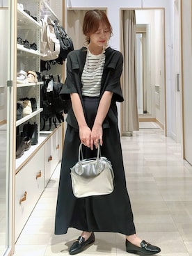 「アイテム（ボストンバッグ、グレー系）」を使った、せこ子さん（レディース・159cm）の春コーディネート