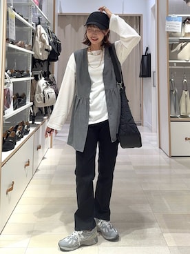 「アイテム（ベスト）」を使った、せこ子さん（レディース・159cm）の秋コーディネート