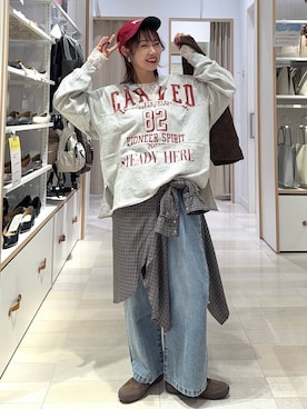 「GLOBAL WORK（グローバルワーク）のアイテム（ハット）」を使った、せこ子さん（レディース・159cm）の秋コーディネート