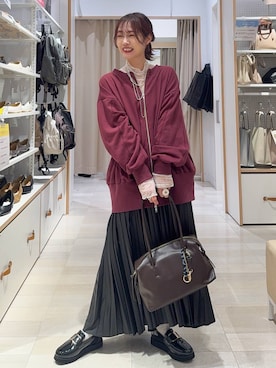 「アイテム（ボストンバッグ）」を使った、せこ子さん（レディース・159cm・30代）の秋コーディネート