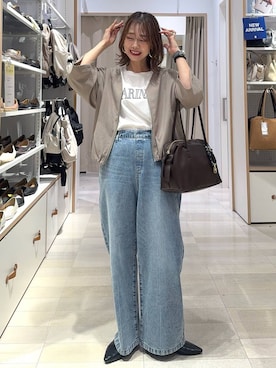 「アイテム（ボストンバッグ）」を使った、せこ子さん（レディース・159cm・30代）の夏コーディネート