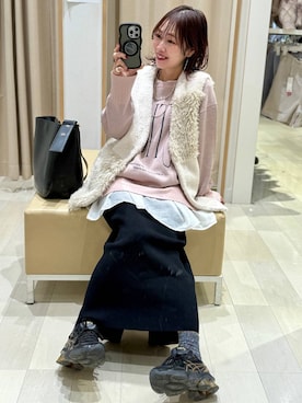 「アイテム（ベスト）」を使った、せこ子さん（レディース・159cm・30代）の冬コーディネート