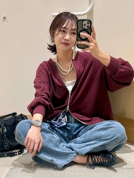 「アイテム（チャーム）」を使った、せこ子さん（レディース・159cm）の秋コーディネート