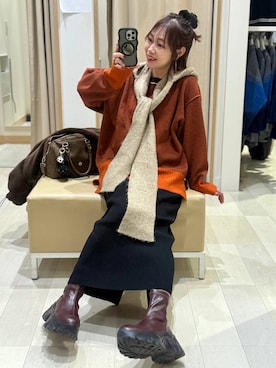 「アイテム（その他ヘアアクセサリー）」を使った、せこ子さん（レディース・159cm）の冬コーディネート