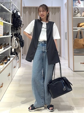 「アイテム（ベスト）」を使った、せこ子さん（レディース・159cm・30代）の夏コーディネート