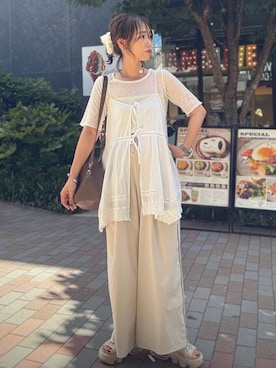 「GLOBAL WORK（グローバルワーク）のアイテム（パンツ）」を使った、せこ子さん（レディース・159cm）の夏コーディネート