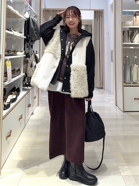 「アイテム（タンクトップ）」を使った、せこ子さん（レディース・159cm）の秋コーディネート