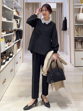 「アイテム（ブローチ/コサージュ）」を使った、せこ子さん（レディース・159cm・40代）の冬コーディネート