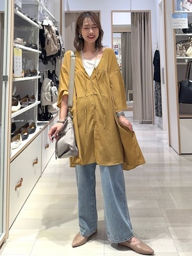 「GLOBAL WORK（グローバルワーク）のGOODデニムバギーパンツ/498388（デニムパンツ）」を使った、せこ子さん（レディース・159cm）の秋コーディネート