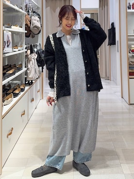 「GLOBAL WORK（グローバルワーク）のGOODデニムバギーパンツ/498388（デニムパンツ）」を使った、せこ子さん（レディース・159cm）の秋コーディネート