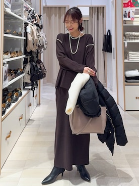 「アイテム（トートバッグ）」を使った、せこ子さん（レディース・159cm・30代）の冬コーディネート