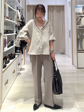 「アイテム（スラックス）」を使った、せこ子さん（レディース・159cm・30代）の秋コーディネート
