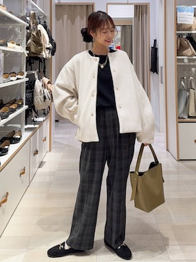 「アイテム（その他ヘアアクセサリー）」を使った、せこ子さん（レディース・159cm）の秋コーディネート