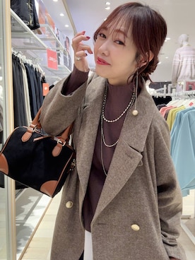 「体型カバー」｜「アイテム（チェスターコート）」を使った、せこ子さん（レディース・159cm）の冬コーディネート