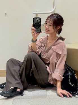 「アイテム（チャーム）」を使った、せこ子さん（レディース・159cm）の秋コーディネート
