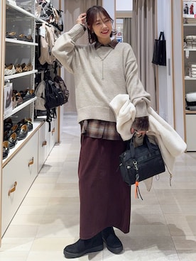「アイテム（スカート）」を使った、せこ子さん（レディース・159cm・30代）の冬コーディネート