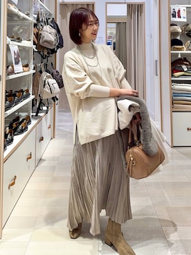 「アイテム（ノーカラーコート）」を使った、せこ子さん（レディース・159cm・30代）の秋コーディネート