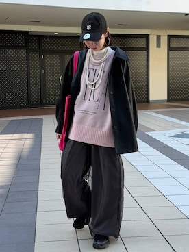 「LOWRYS FARM（ローリーズファーム）のパールタレンネックレス　249411（ネックレス）」を使った、せこ子さん（レディース・159cm）の冬コーディネート