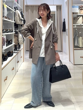 「GLOBAL WORK（グローバルワーク）のGOODデニムバギーパンツ/498388（デニムパンツ）」を使った、せこ子さん（レディース・159cm）の秋コーディネート