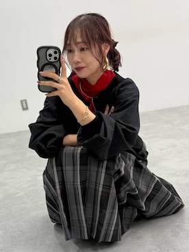 「アイテム（ヘアアクセサリー）」を使った、せこ子さん（レディース・159cm・30代）の秋コーディネート