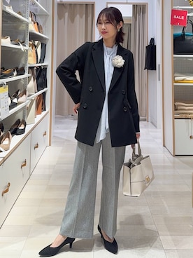 「アイテム（ブローチ/コサージュ）」を使った、せこ子さん（レディース・159cm・40代）の冬コーディネート