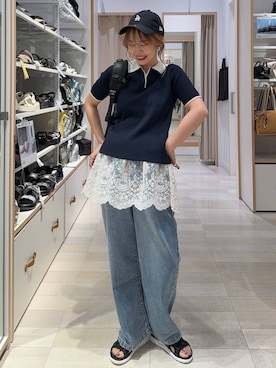 「GLOBAL WORK（グローバルワーク）のアイテム（帽子）」を使った、せこ子さん（レディース・159cm）の夏コーディネート