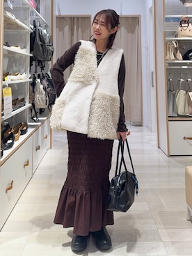 「アイテム（ボストンバッグ）」を使った、せこ子さん（レディース・159cm・30代）の秋コーディネート