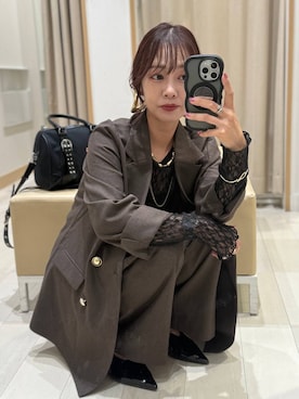 「アイテム（チャーム）」を使った、せこ子さん（レディース・159cm）の秋コーディネート