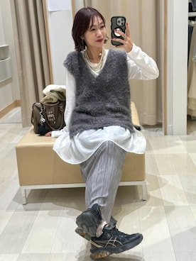 「LOWRYS FARM（ローリーズファーム）のパールタレンネックレス　249411（ネックレス）」を使った、せこ子さん（レディース・159cm・30代）の秋コーディネート