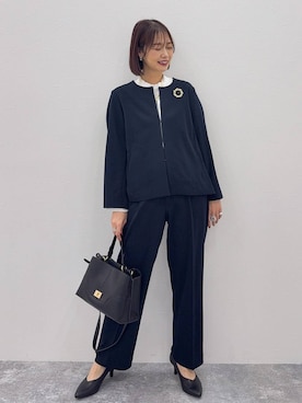 「アイテム（パンツドレス）」を使った、せこ子さん（レディース・159cm）の秋コーディネート