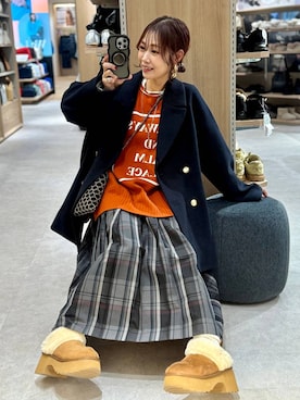 「体型カバー」｜「アイテム（チェスターコート）」を使った、せこ子さん（レディース・159cm）の冬コーディネート