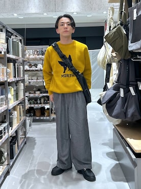 「LAKOLE（ラコレ）のツイードライクオーバーパンツ / 151306（その他パンツ）」を使った、rikupe1さん（メンズ・167cm）の冬コーディネート