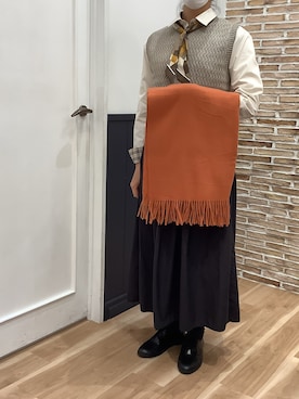 「アイテム（ビジネスシャツ）」を使った、BRICK HOUSE シャツ工房 福岡橋本木の葉モール店さん（レディース・164cm）の冬コーディネート