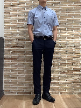 「アイテム（ビジネスシャツ）」を使った、BRICK HOUSE シャツ工房 福岡橋本木の葉モール店さん（メンズ・178cm）の夏コーディネート