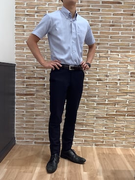 「アイテム（ビジネスシャツ）」を使った、BRICK HOUSE シャツ工房 福岡橋本木の葉モール店さん（メンズ・178cm）の夏コーディネート