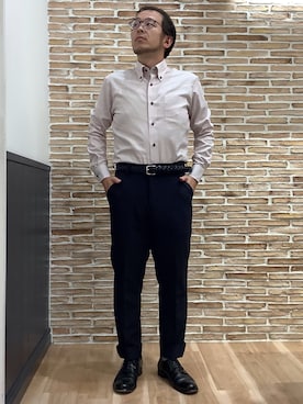 「アイテム（ビジネスシャツ）」を使った、BRICK HOUSE シャツ工房 福岡橋本木の葉モール店さん（メンズ・163cm）の夏コーディネート