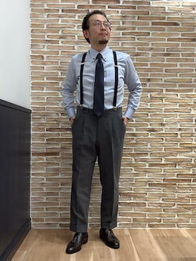 「アイテム（ビジネスシャツ）」を使った、BRICK HOUSE シャツ工房 福岡橋本木の葉モール店さん（メンズ・163cm）の冬コーディネート