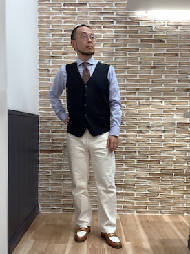 「アイテム（ベスト）」を使った、BRICK HOUSE シャツ工房 福岡橋本木の葉モール店さん（メンズ・163cm）の秋コーディネート