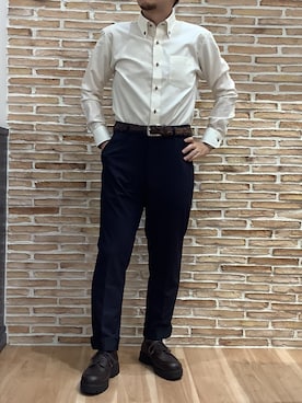「アイテム（ビジネスシャツ）」を使った、BRICK HOUSE シャツ工房 福岡橋本木の葉モール店さん（メンズ・163cm）の秋コーディネート