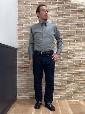 「アイテム（ビジネスシャツ）」を使った、BRICK HOUSE シャツ工房 福岡橋本木の葉モール店さん（メンズ・163cm）の秋コーディネート