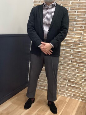 「アイテム（ビジネスシャツ）」を使った、BRICK HOUSE シャツ工房 福岡橋本木の葉モール店さん（メンズ・163cm）の冬コーディネート