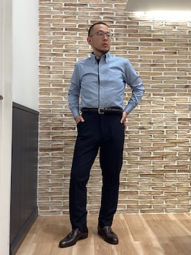 「アイテム（ビジネスシャツ）」を使った、BRICK HOUSE シャツ工房 福岡橋本木の葉モール店さん（メンズ・163cm）の秋コーディネート