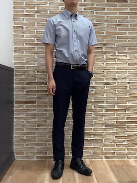 「アイテム（ビジネスシャツ）」を使った、BRICK HOUSE シャツ工房 福岡橋本木の葉モール店さん（メンズ・178cm）の夏コーディネート