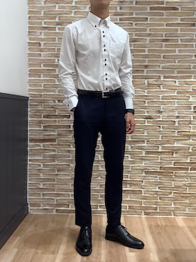 「アイテム（ビジネスシャツ）」を使った、BRICK HOUSE シャツ工房 福岡橋本木の葉モール店さん（メンズ・178cm）の秋コーディネート