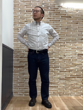 「アイテム（ビジネスシャツ）」を使った、BRICK HOUSE シャツ工房 福岡橋本木の葉モール店さん（メンズ・163cm）の秋コーディネート