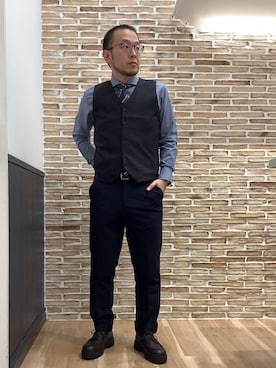 「アイテム（ベスト）」を使った、BRICK HOUSE シャツ工房 福岡橋本木の葉モール店さん（メンズ・163cm）の秋コーディネート