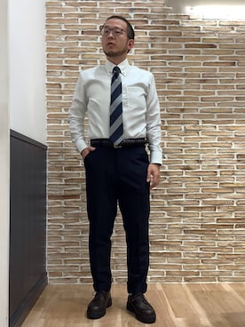 「アイテム（ビジネスシャツ）」を使った、BRICK HOUSE シャツ工房 福岡橋本木の葉モール店さん（メンズ・163cm）の秋コーディネート