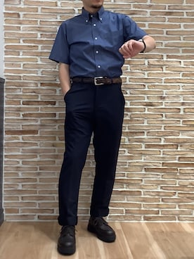 「アイテム（ビジネスシャツ）」を使った、BRICK HOUSE シャツ工房 福岡橋本木の葉モール店さん（メンズ・163cm）の夏コーディネート