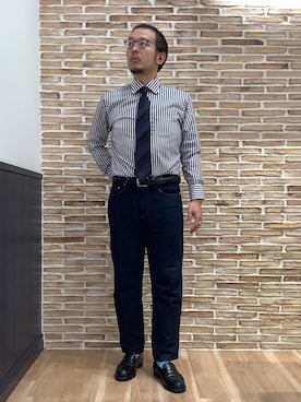 「アイテム（ビジネスシャツ）」を使った、BRICK HOUSE シャツ工房 福岡橋本木の葉モール店さん（メンズ・163cm）の秋コーディネート