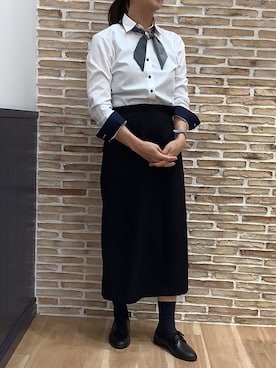 「アイテム（ビジネスシャツ）」を使った、BRICK HOUSE シャツ工房 福岡橋本木の葉モール店さん（レディース・164cm）の冬コーディネート